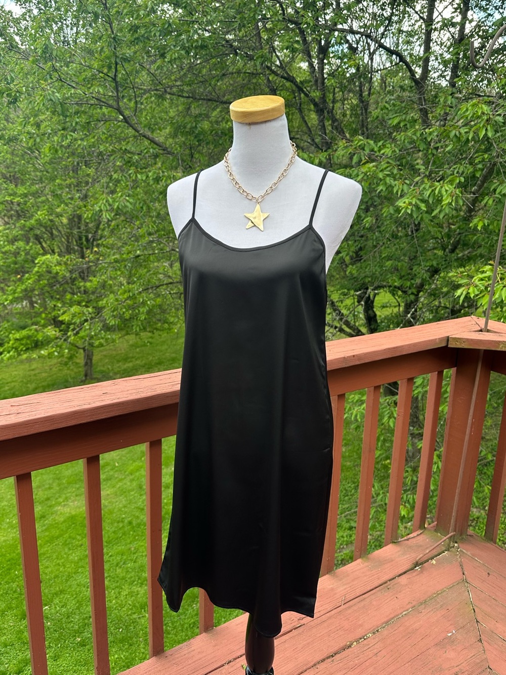 Dressed in LALA Black Satin Slip Dress